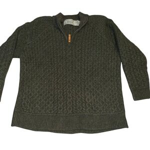 READ Aran Crafts Men's Green 1/4 Zip Super Soft Wool Sweater Shrunken Medium?